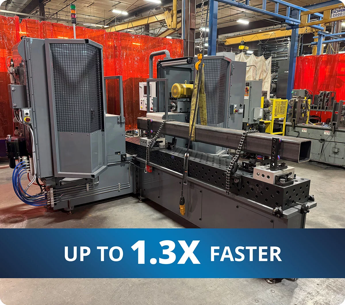 Results from the custom workholding fixtures that can produce up to 43 parts.